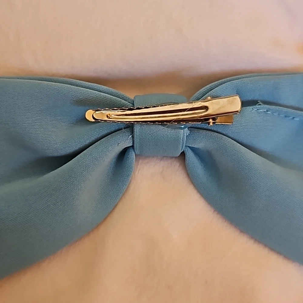 3/$20 Baby Blue Hair Bow Scrunchies and Small Beaded Barrette
